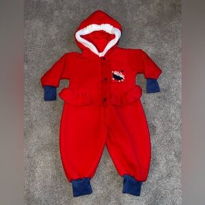 Vintage ‘In Design’ Infant size 12 months Full-Zip Fleece Hooded Coverall